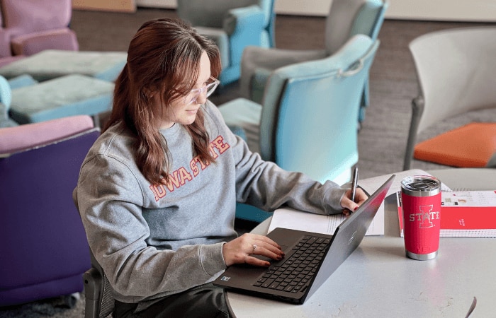 A student utilizing Immediate Access One to study on a desktop computer